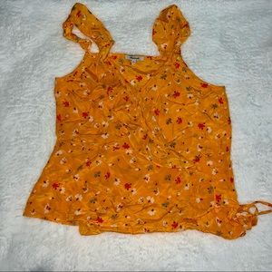 Madewell Yellow Floral Cross Body Tie Tank, Size 14